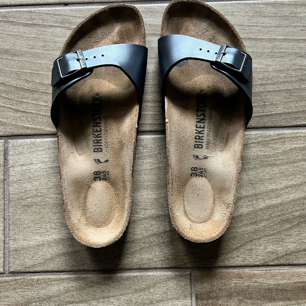 Birkenstock Madrid Single Strap Metallic Gray Sandals